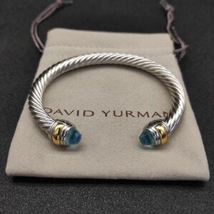 David Yurman Silver and Gold Bracelet with Teal Accents